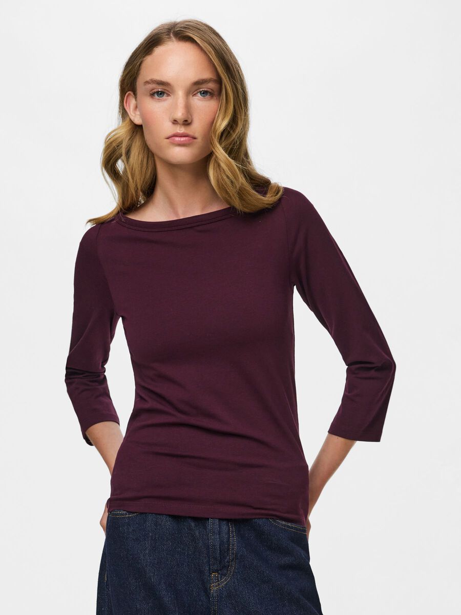 Product carousel image 1 PCPHOEBE BOATNECK 3/4 SLEEVED TOP, Winetasting