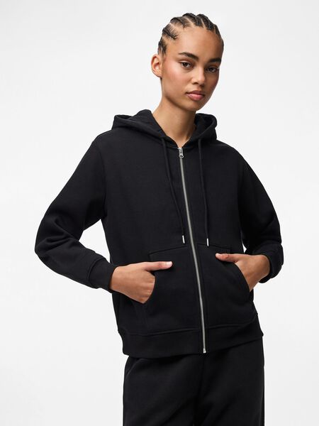 Pieces PCCHILLI  ZIP-UP HOODIE, Black, highres - 17140741_Black_003.jpg