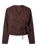 Product image thumbnail - PCFENNA DENIM  WRAP BLOUSE, Hot Fudge | 6