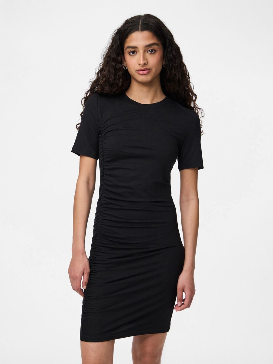 Carousel image - PCELLY RUCHING MINI DRESS, Black | 1
