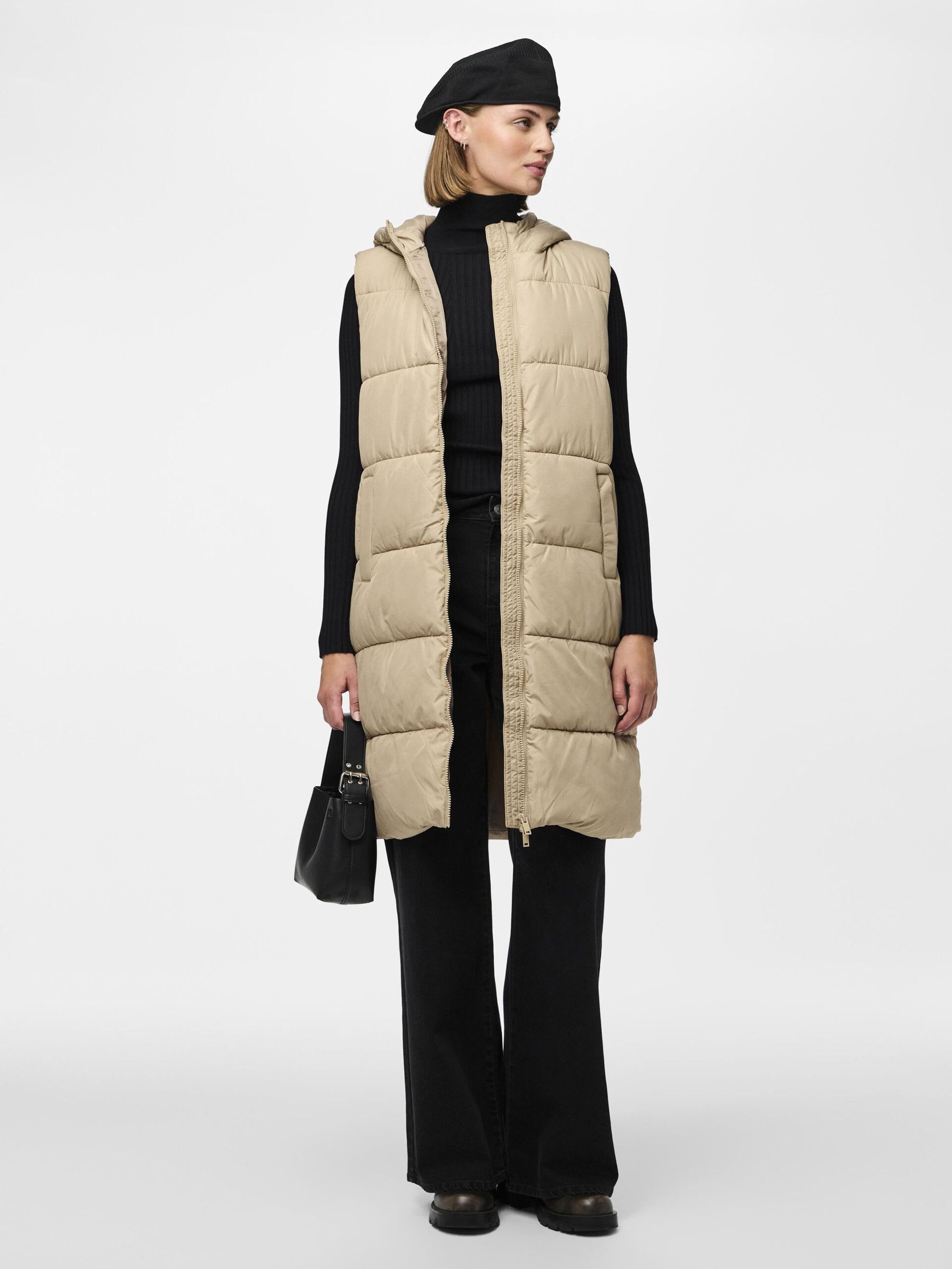 Carousel image - PCBEE LONG PADDED GILET, Silver Mink | 5