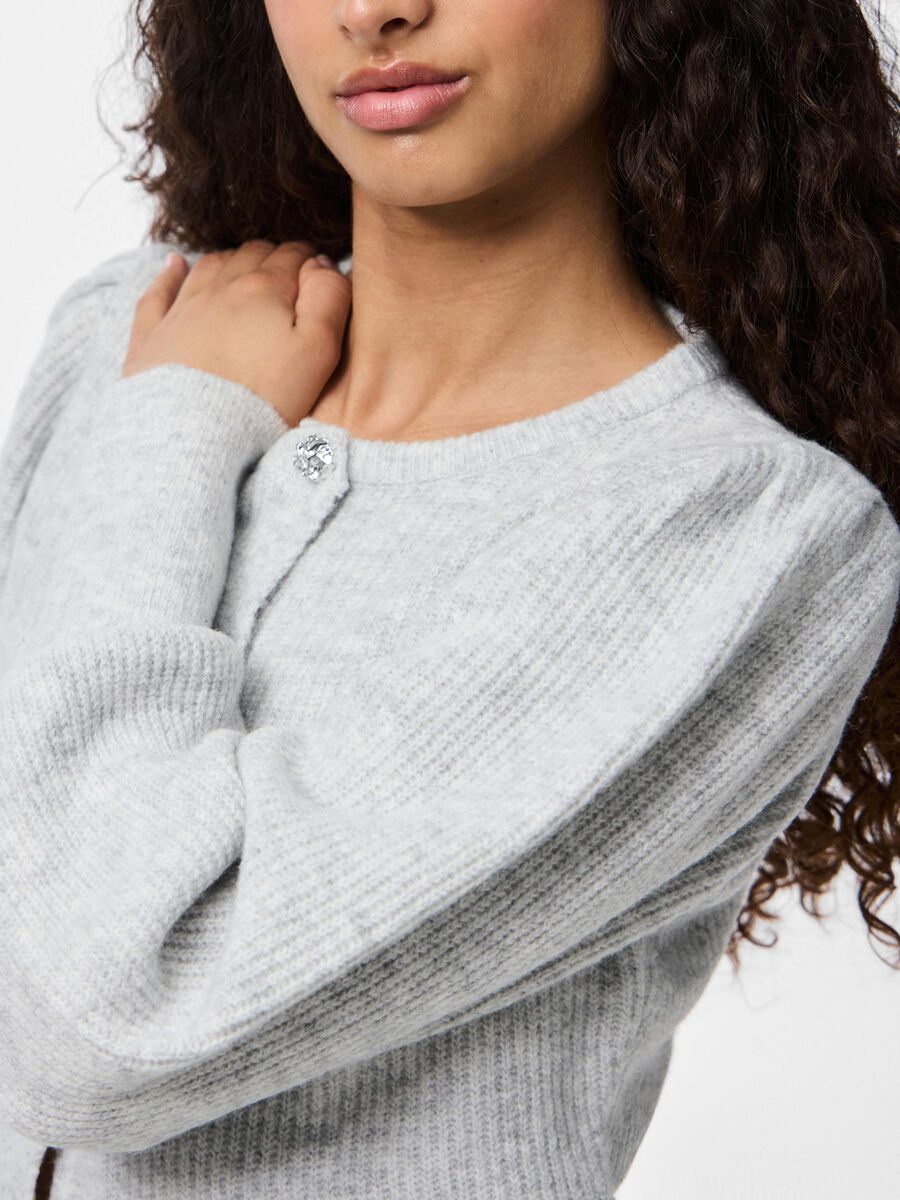 Carousel image - PCANNIE KNITTED CARDIGAN, Light Grey Melange | 4