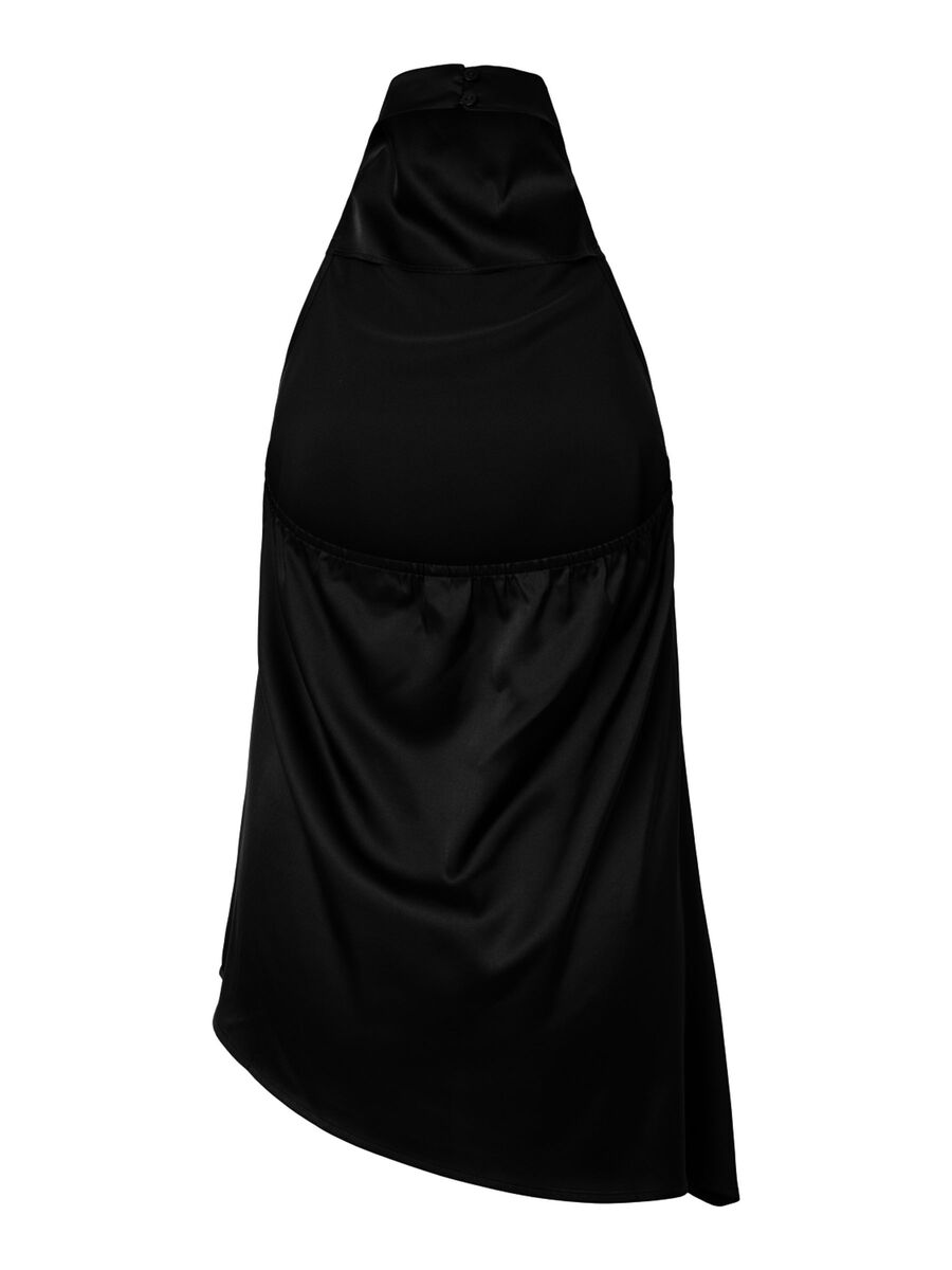 Carousel image - PCFESTA HALTERNECK SATIN TOP, Black | 7