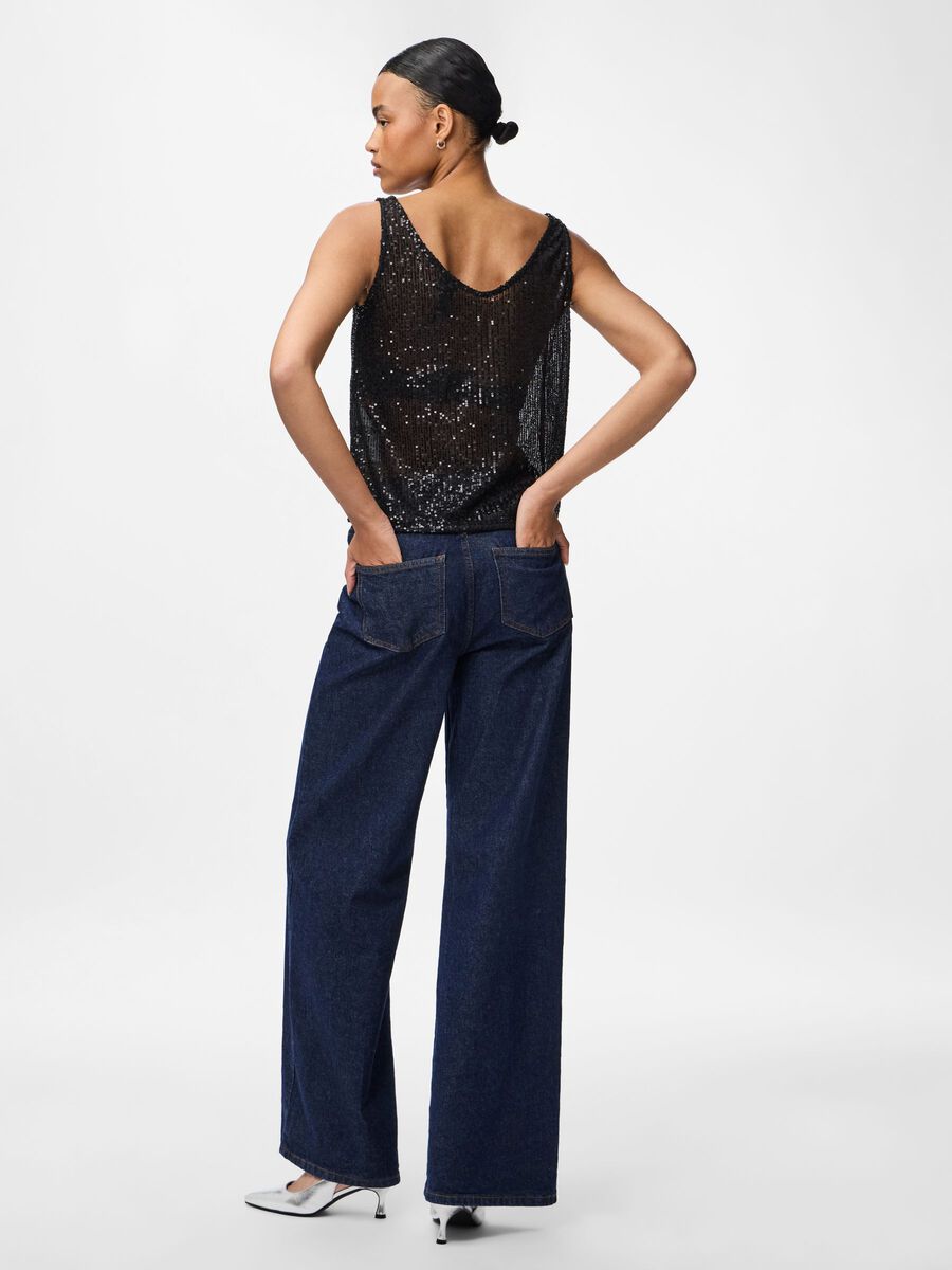 Product carousel image - PCJACK SEQUINS TANK TOP, Black | 2