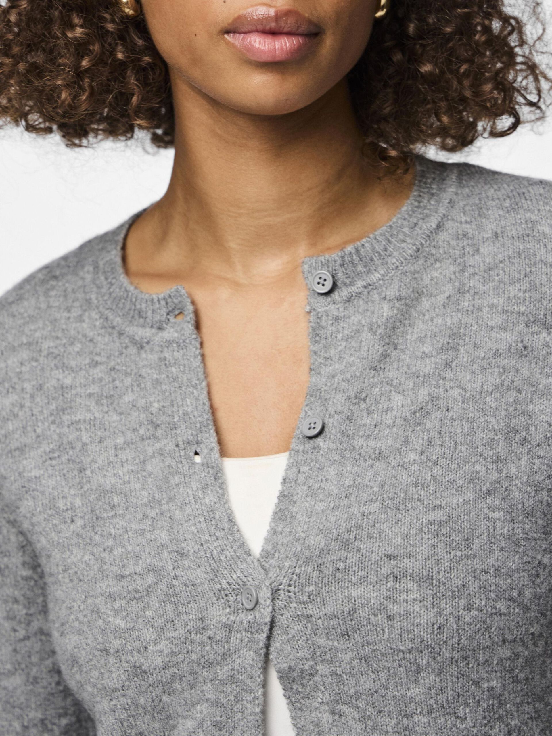 Carousel image - PCMALOU KNITTED CARDIGAN, Medium Grey Melange | 4