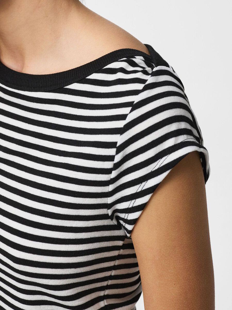 Carousel image - TOP CON MANICHE AD ALETTA, Black | 4