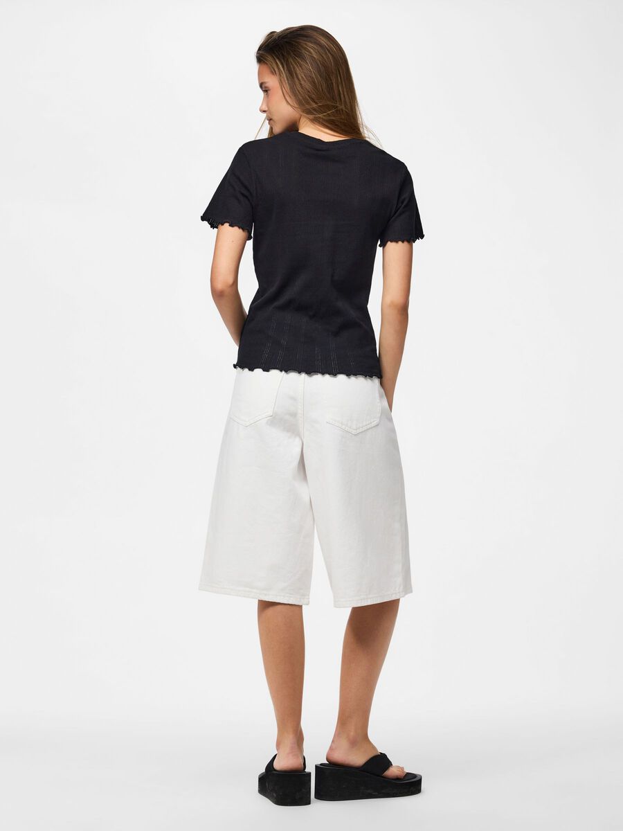 Product carousel image - PCMARIE POINTELLE T-SHIRT, Black | 2