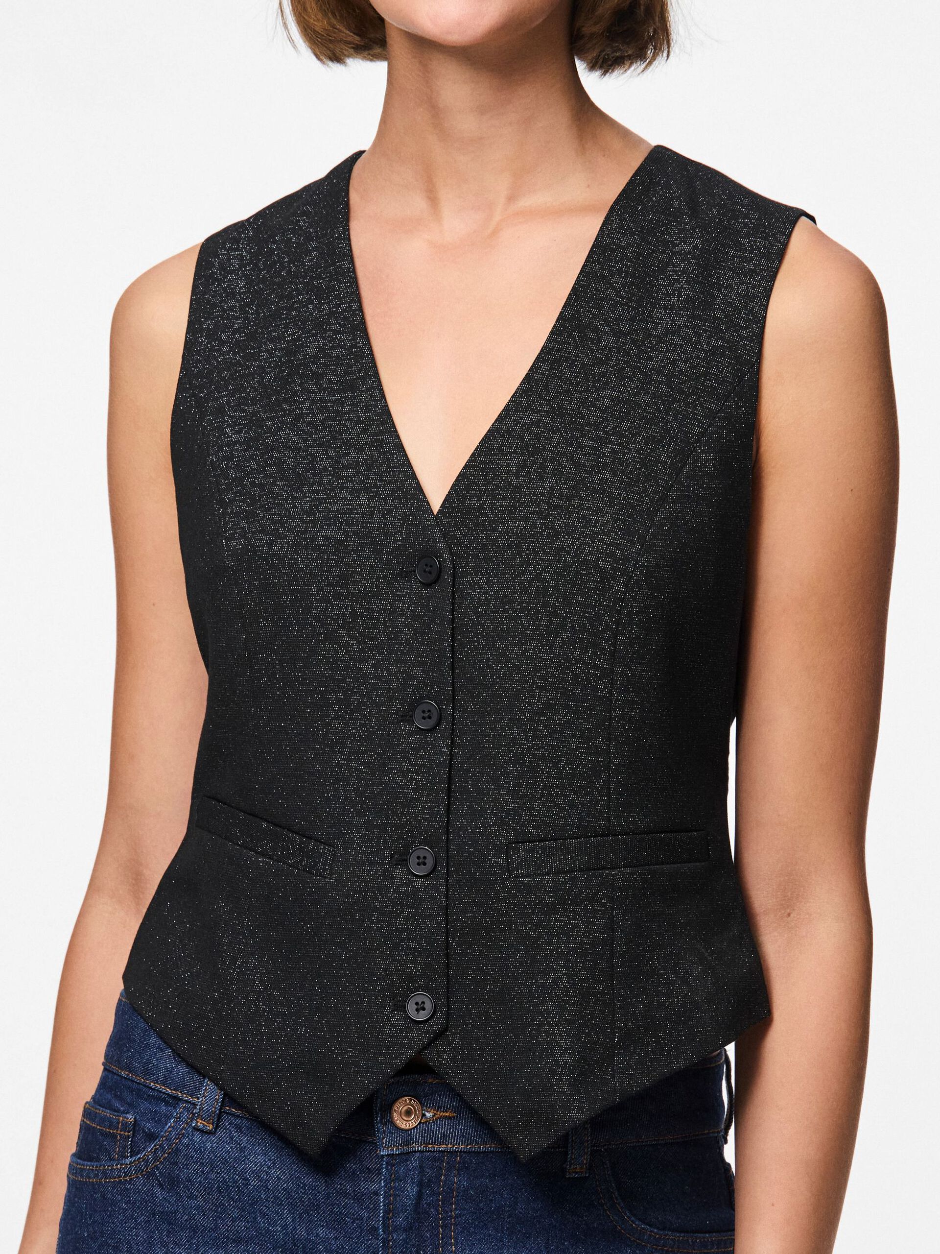 Carousel image - PCBOSELLA GLITTER WAISTCOAT, Black | 4
