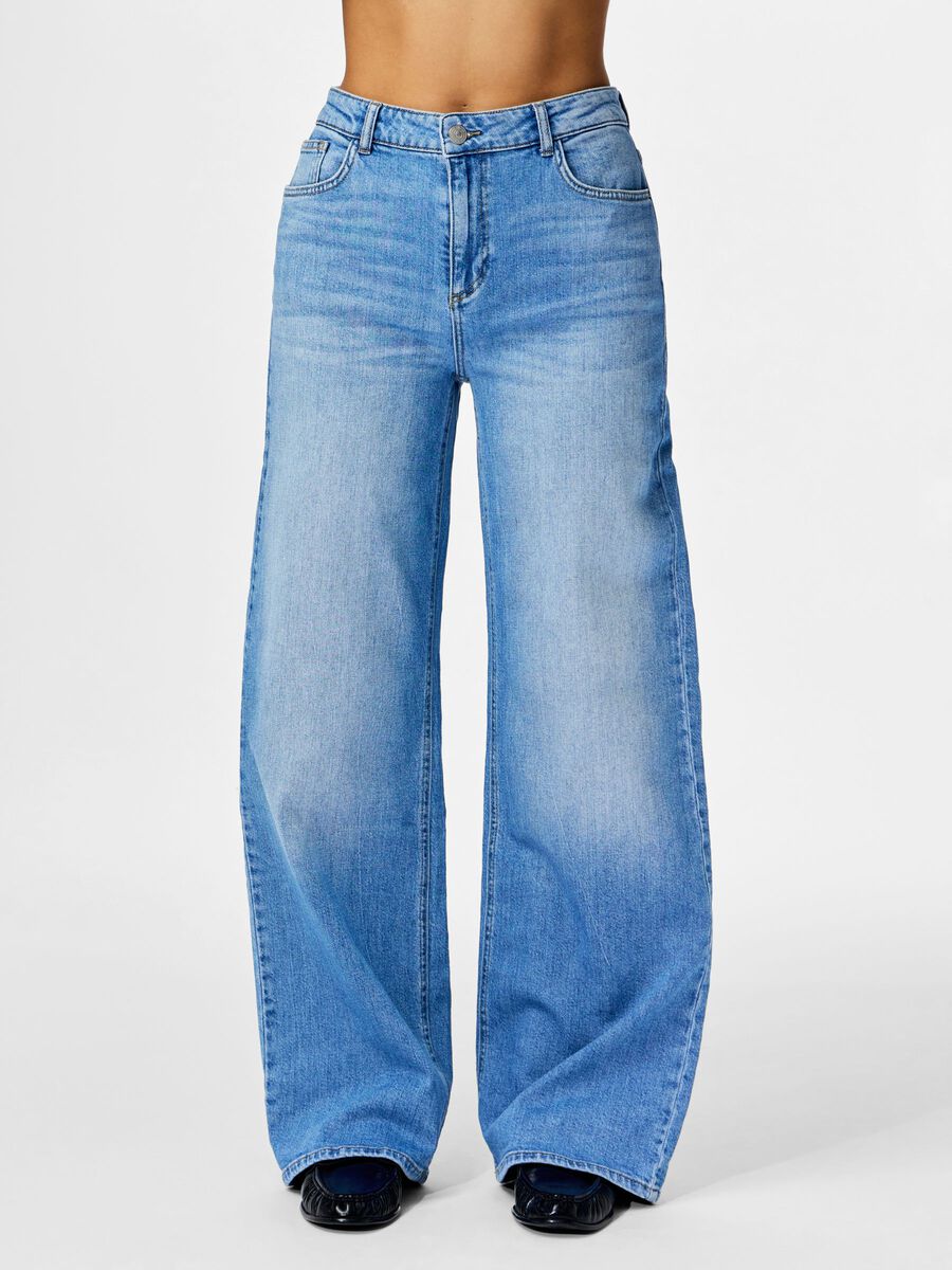 Product carousel image - PCSILKE MW  WIDE LEG JEANS, Light Blue Denim | 1