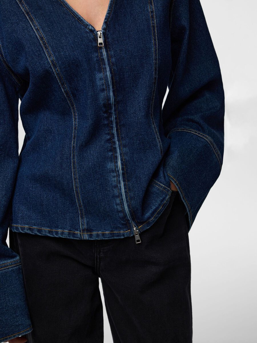 Carousel image - PCFLORA JEANSSKJORTA, Dark Blue Denim | 4