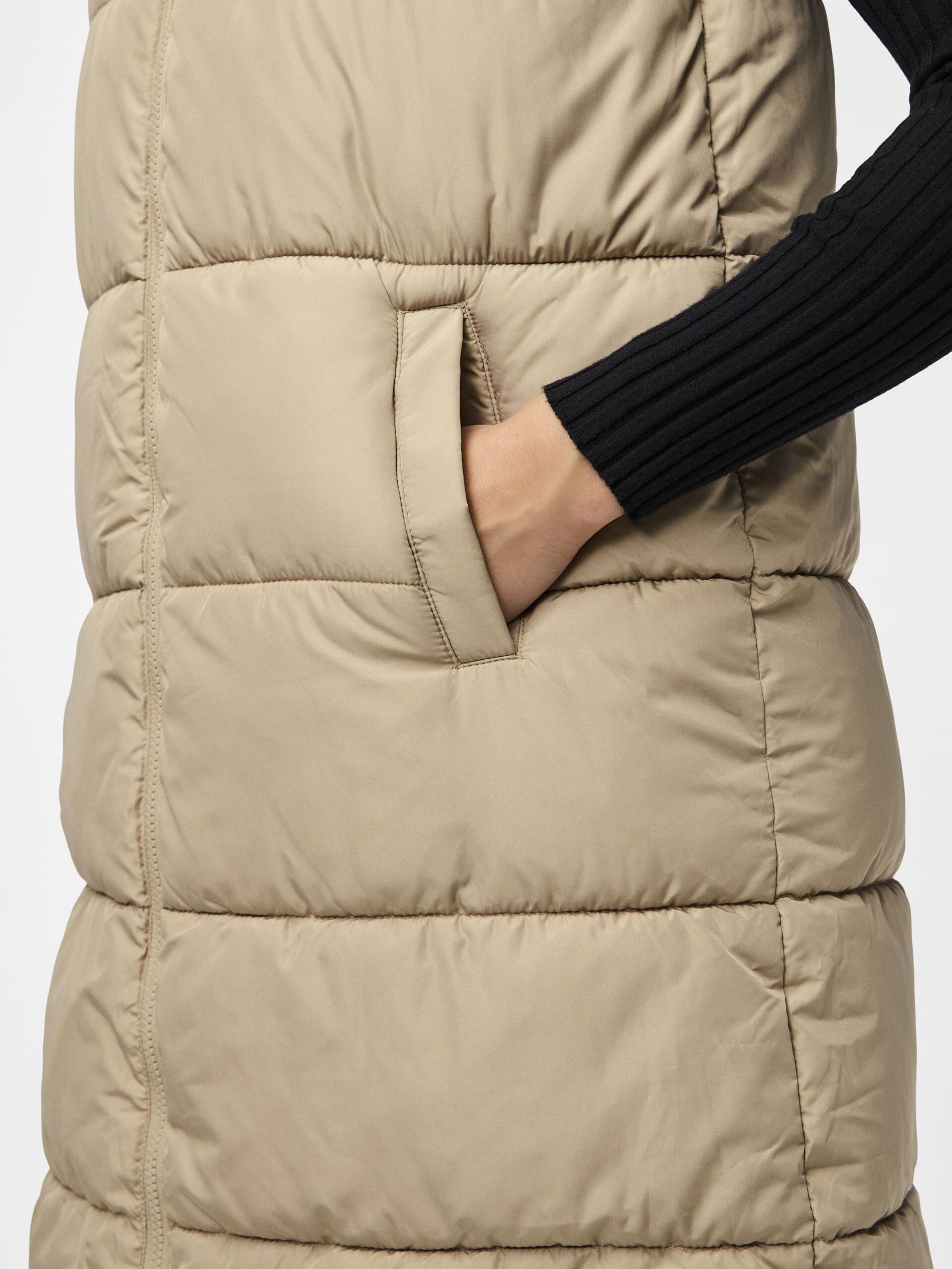 Carousel image - PCBEE LONG PADDED GILET, Silver Mink | 4