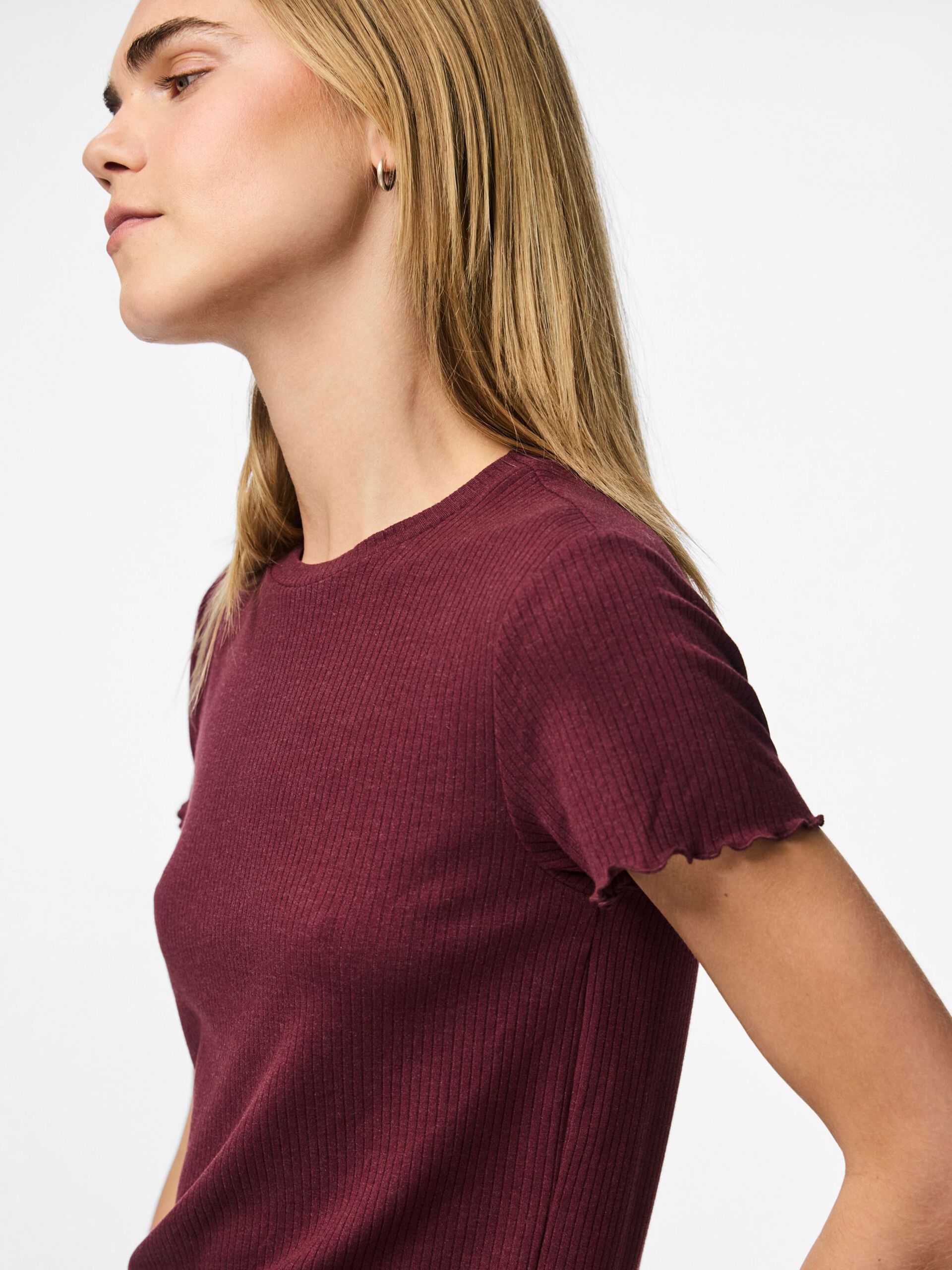 Carousel image - PCNICCA RIBBED T-SHIRT, Tawny Port | 4