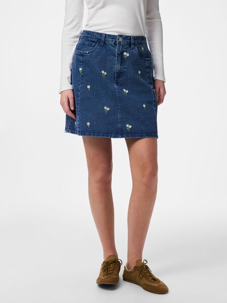 Pieces PCFLORA HW SHORT DENIM SKIRT, Medium Blue Denim, highres - 17166935_MediumBlueDenim_1303076_003.jpg