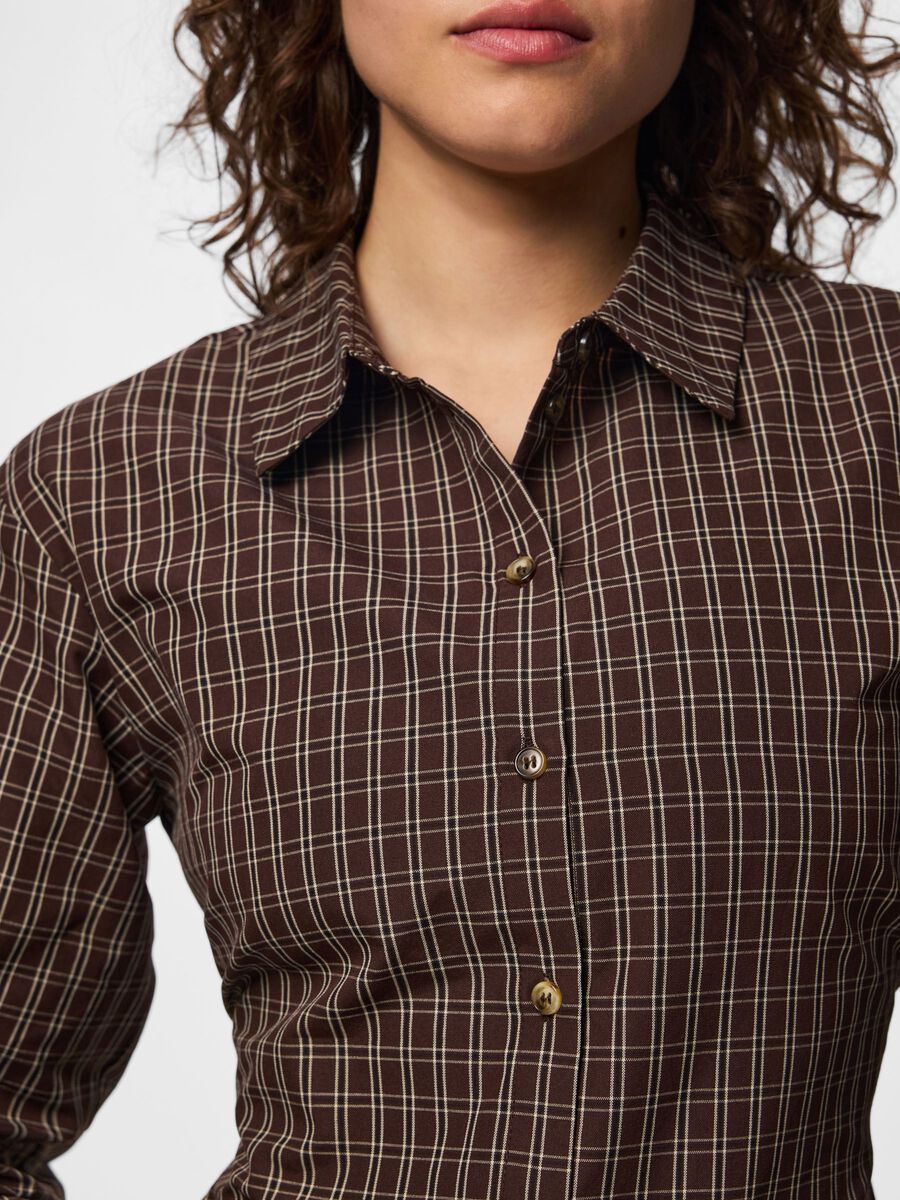 Carousel image - PCMAYA TIE DETAIL CHECK SHIRT, Hot Fudge | 5