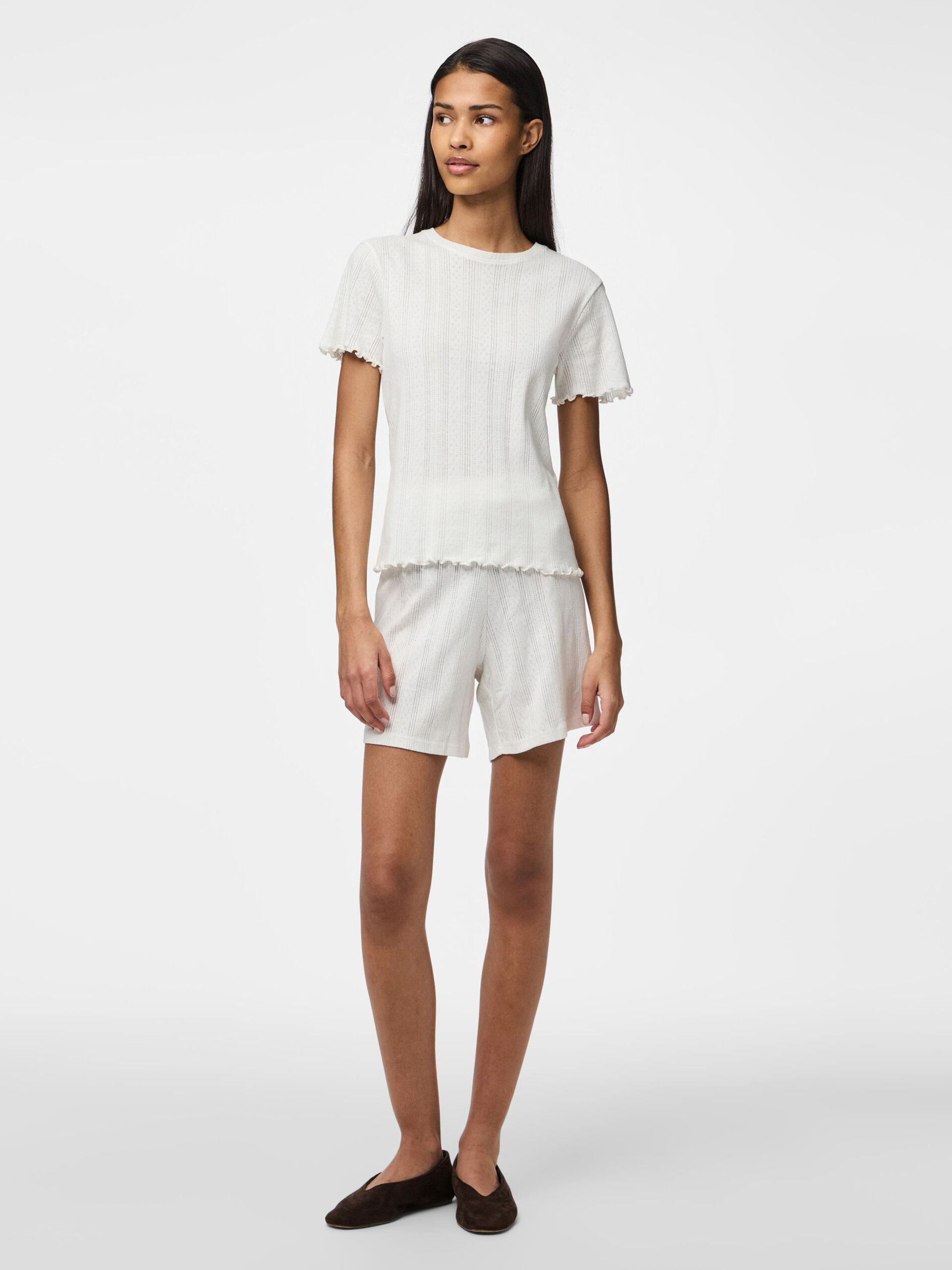 Carousel image - PCMARIE POINTELLE T-SHIRT, Cloud Dancer | 5