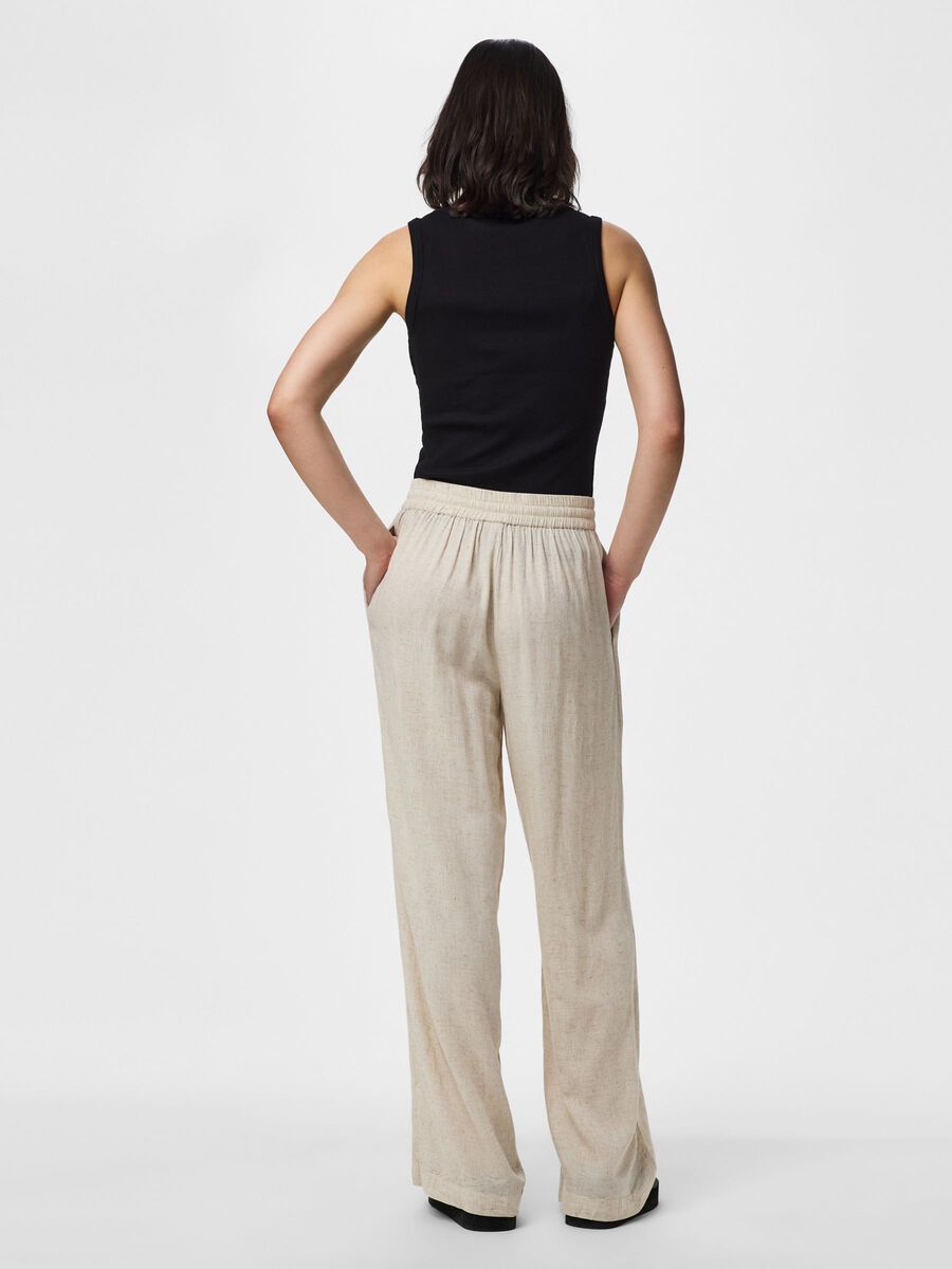 Product carousel image - PCPIA LINEN BLEND WIDE-LEG TROUSERS, Birch | 2