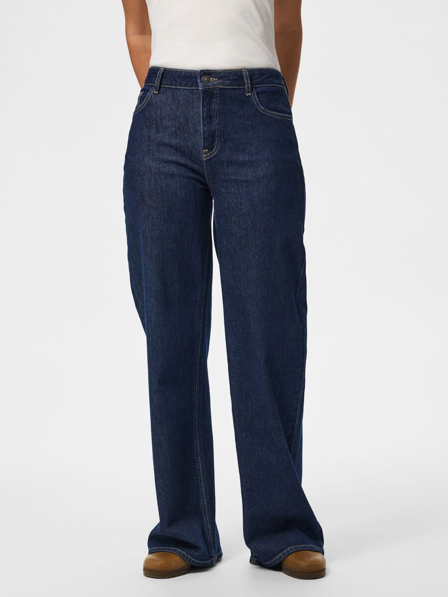 Product carousel image 1 PCSILKE MW WIDE FIT JEANS, Dark Blue Denim