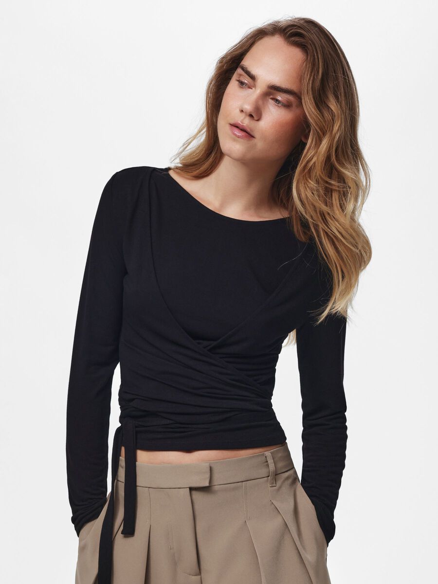 Product carousel image 1 PCJULIANE - ROYA - 2 EN 1 TOP &Agrave; MANCHES LONGUES, Black
