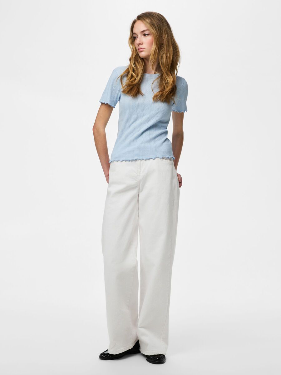 Product carousel image - PCMARIE POINTELLE T-SHIRT, Cashmere Blue | 1