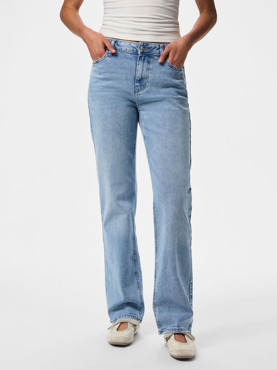 Carousel image - PCKELLY MW STRAIGHT FIT JEANS, Light Blue Denim | 3