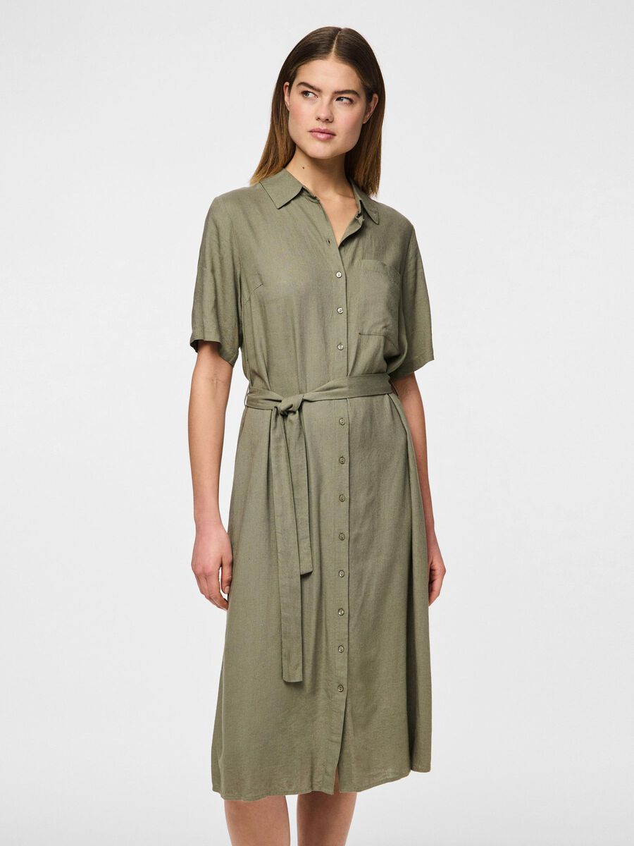 Product carousel image - PCPIA LINNENMIX BLOUSEJURK, Deep Lichen Green | 1