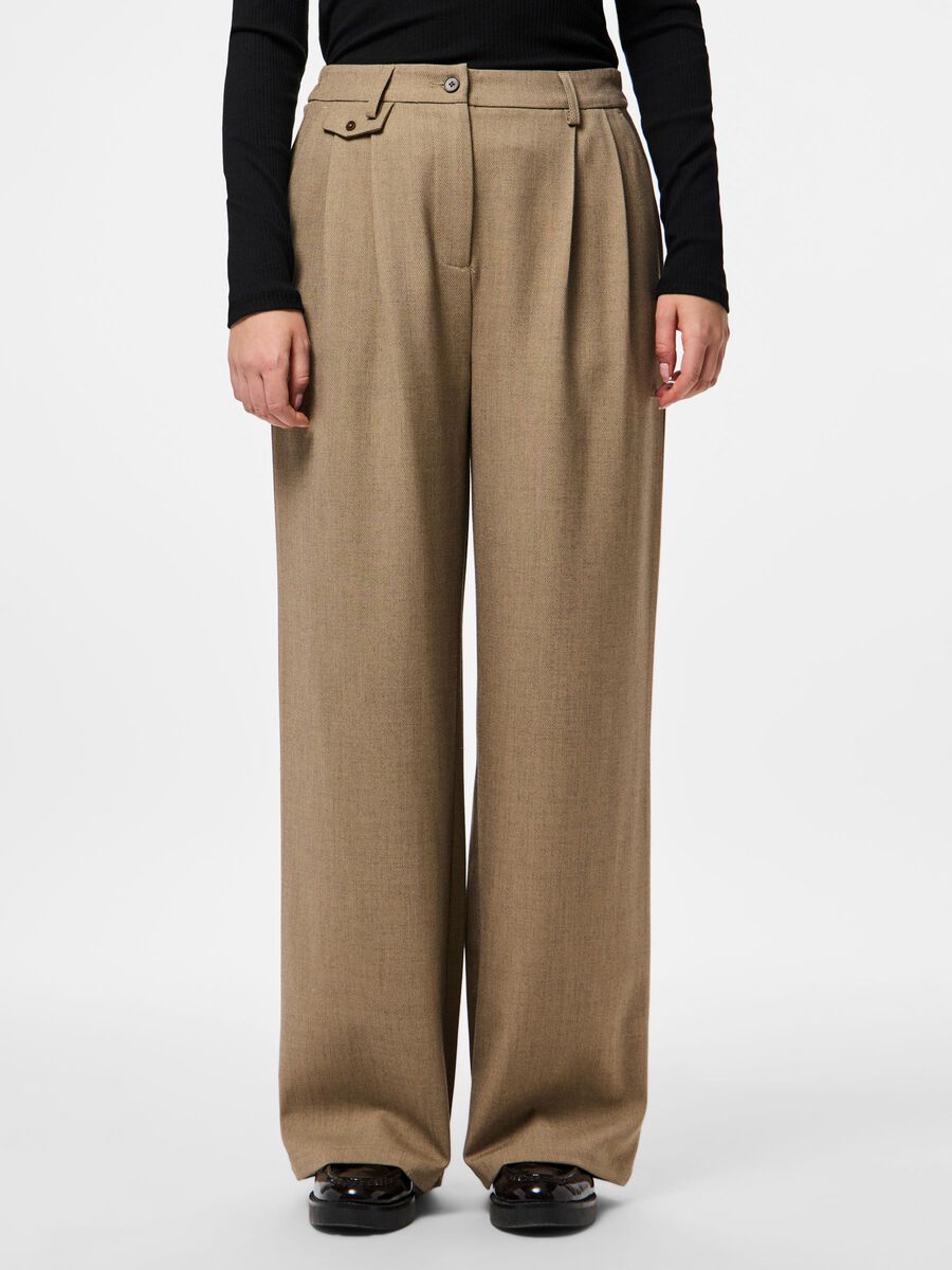 Product carousel image - PCBUBBLES HW POCKET DETAIL TROUSERS, Greige | 1