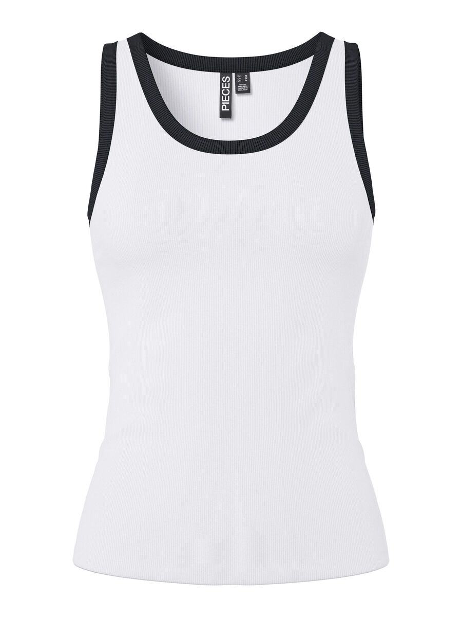 Carousel image - PCMAY RIBBED TANK TOP, Bright White | 1