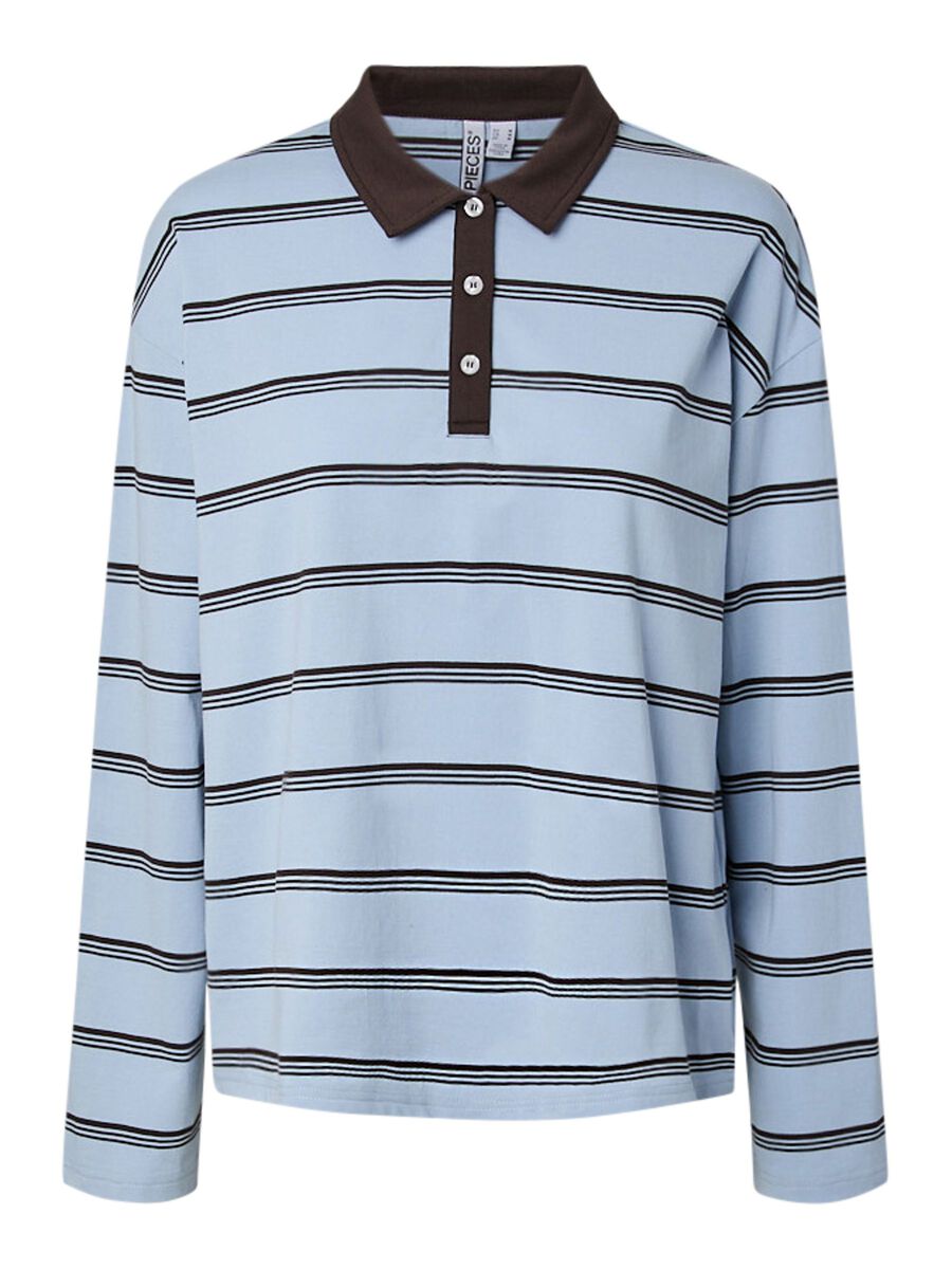 Product carousel image - PCSADIE POLO MET LANGE MOUWEN, Cashmere Blue | 1