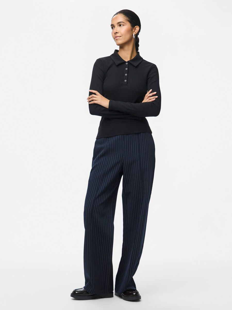 Carousel image - PCBOZZY STRIPED WIDE-LEG TROUSERS, Sky Captain | 1
