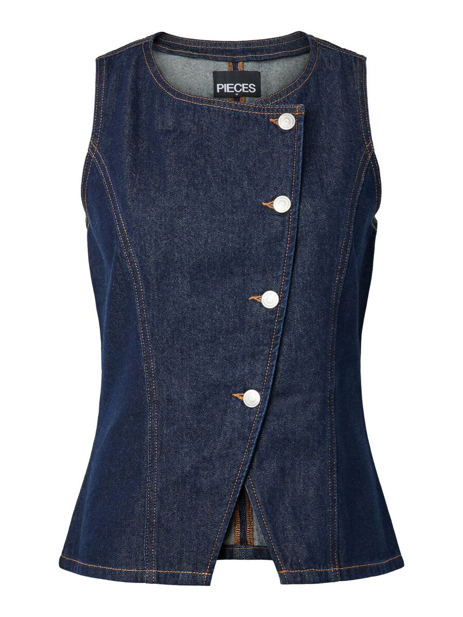 Product carousel image - PCJULES  DENIM VEST, Dark Blue Denim | 1
