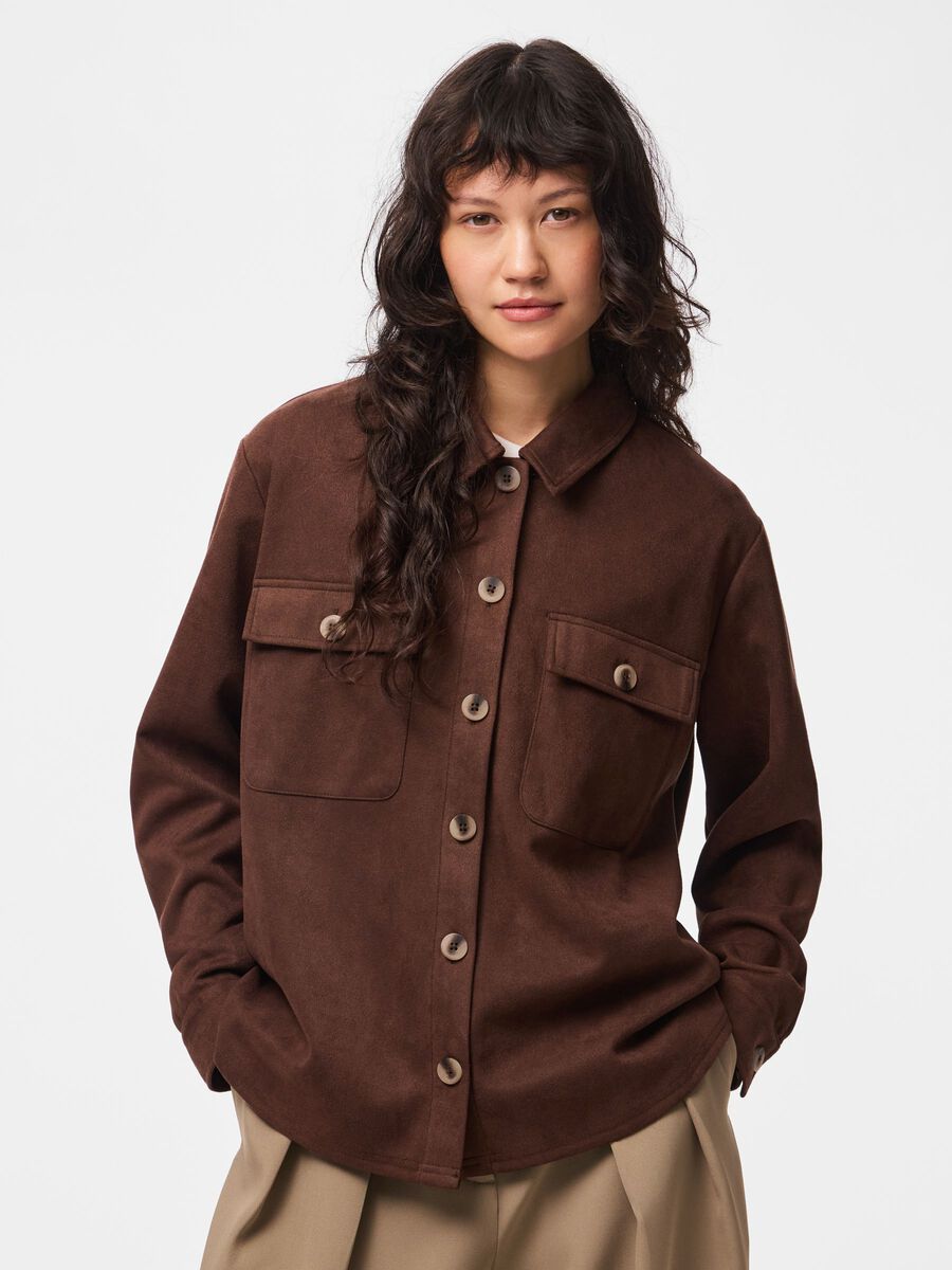 Product carousel image 1 PCRAKEL BRUSHED  SHACKET, Chicory Coffee