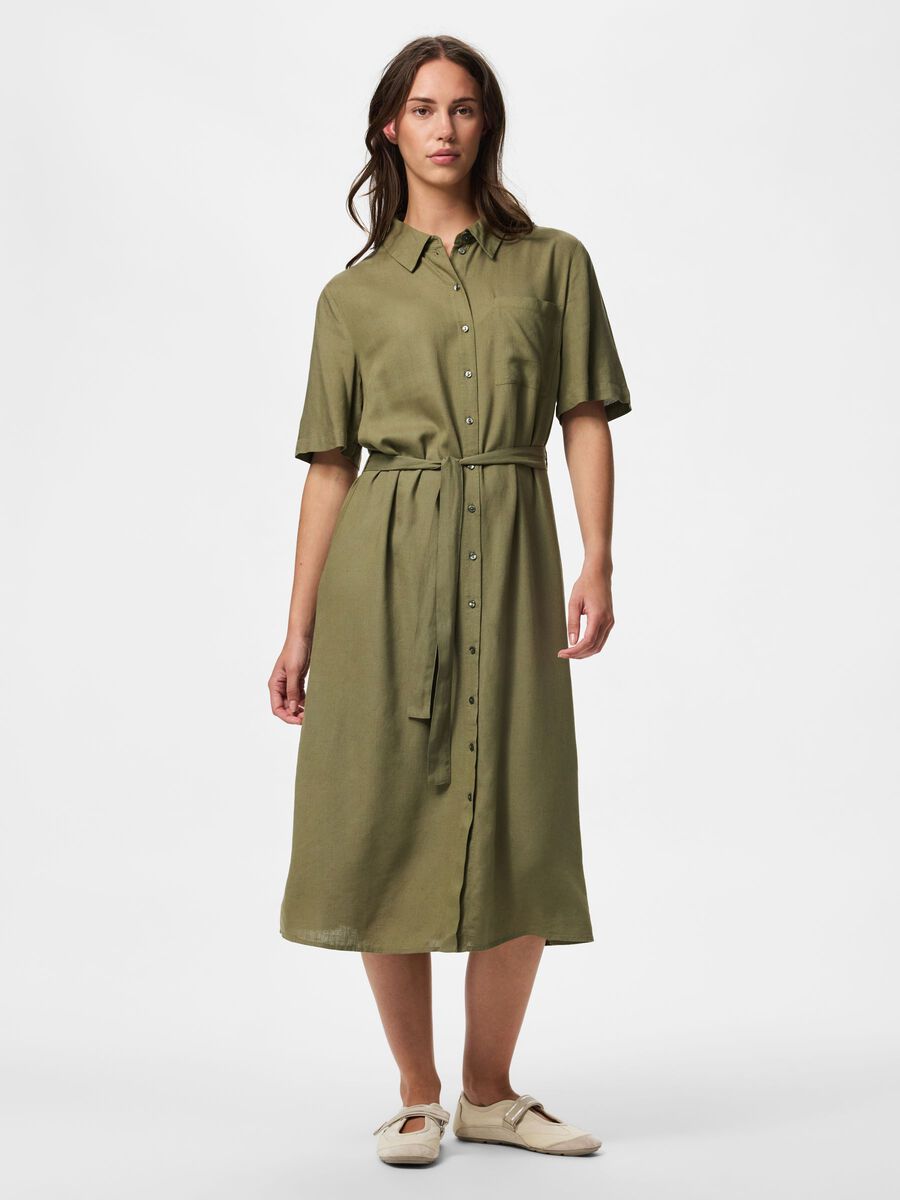 Product carousel image 1 PCPIA LEINENMIX BLUSENKLEID, Deep Lichen Green
