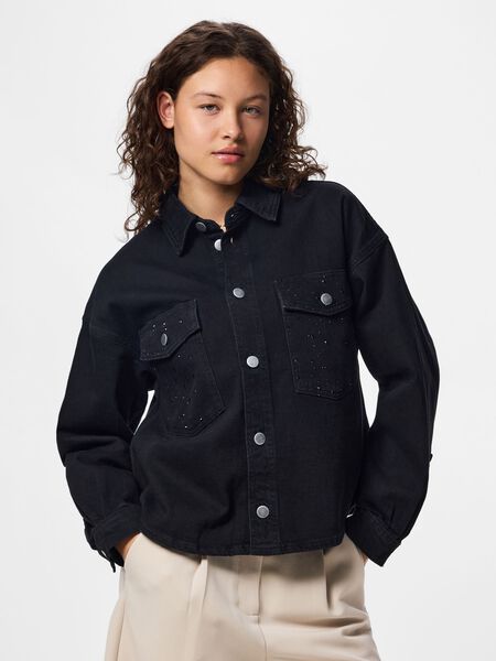 Pieces PCGABI RHINESTONE DENIM SHIRT, Black Denim, highres - 17164858_BlackDenim_1263745_003.jpg