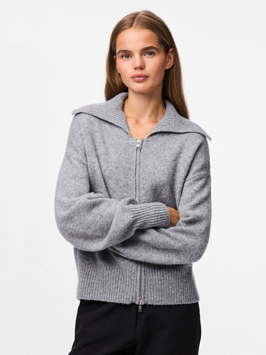Carousel image - PCMALOU STRICKJACKE, Medium Grey Melange | 1