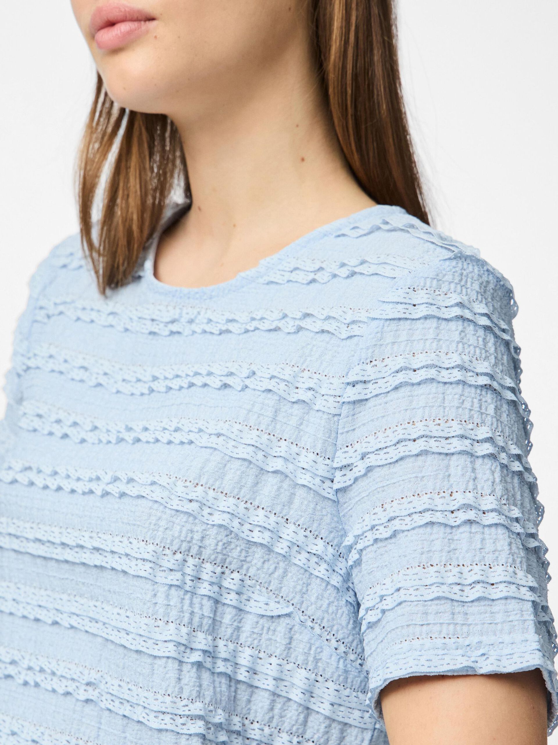 Carousel image - PCANINE TOP MET KORTE MOUWEN, Cashmere Blue | 4