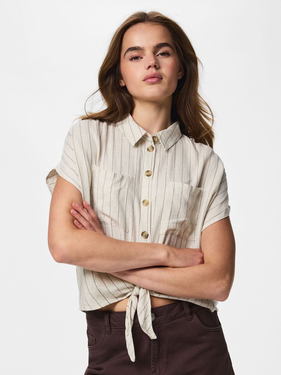 Product carousel image - PCPIA LINEN BLEND SHORT SLEEVED SHIRT, Birch | 1