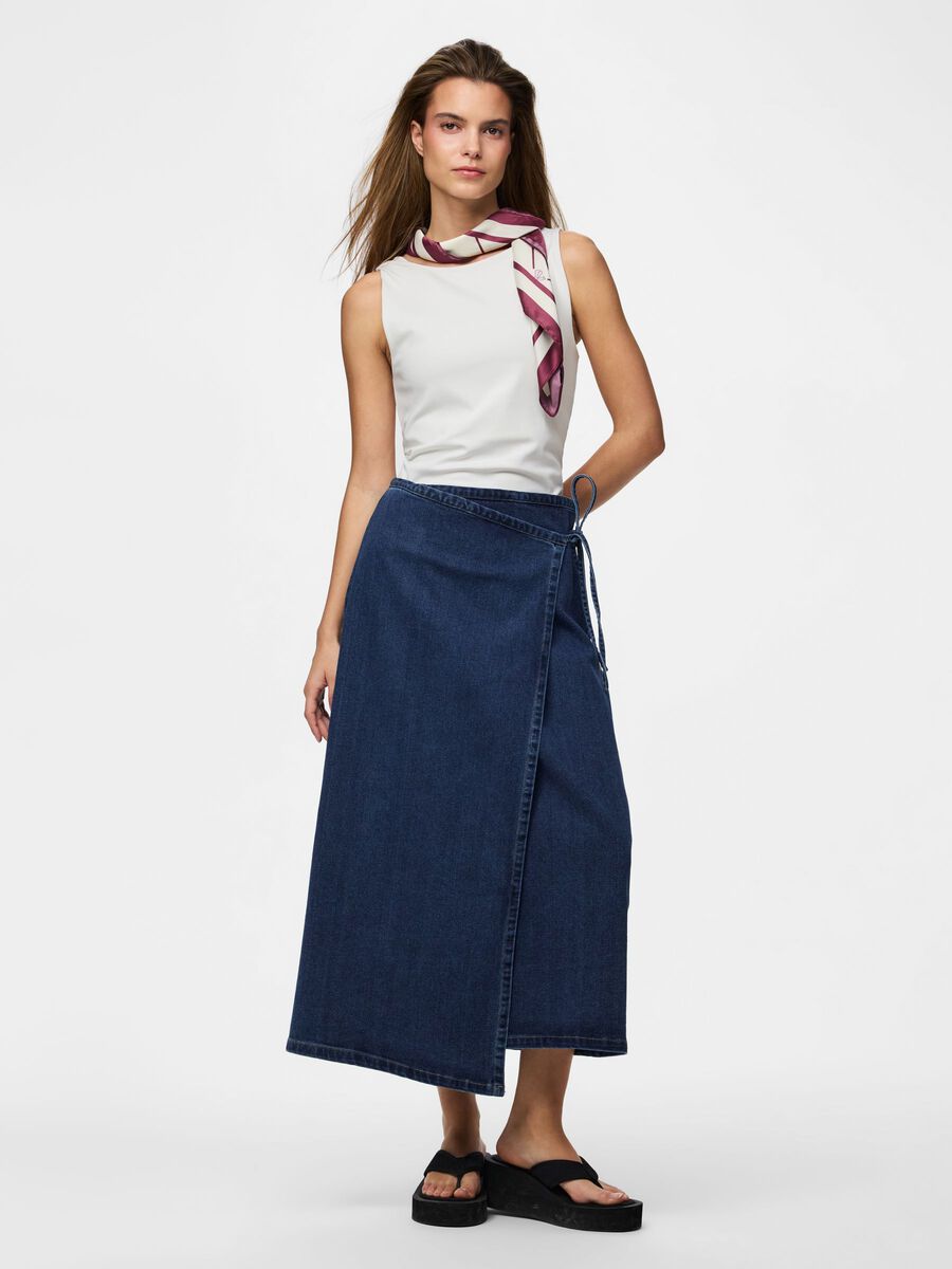 Carousel image - PCFLORA - TMH, PORTEFEUILLE, LONGUE JUPE EN JEAN, Dark Blue Denim | 3