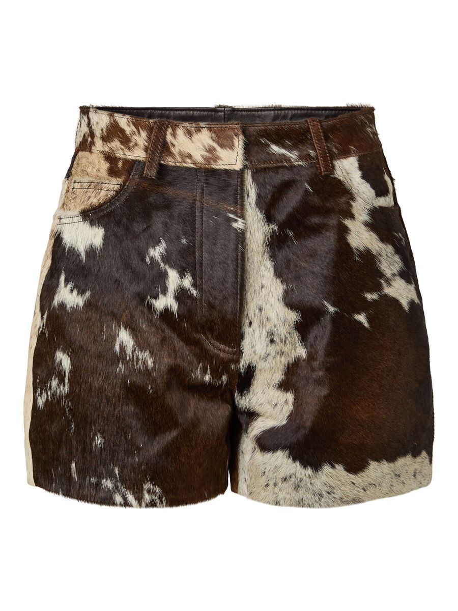Product carousel image - PCRODEO COW LEATHER  SHORTS, Black Coffee | 1