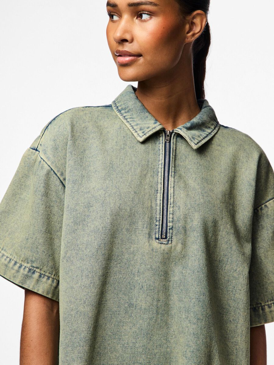 Carousel image - PCDRIA DENIM DRESS, Deep Lichen Green | 4