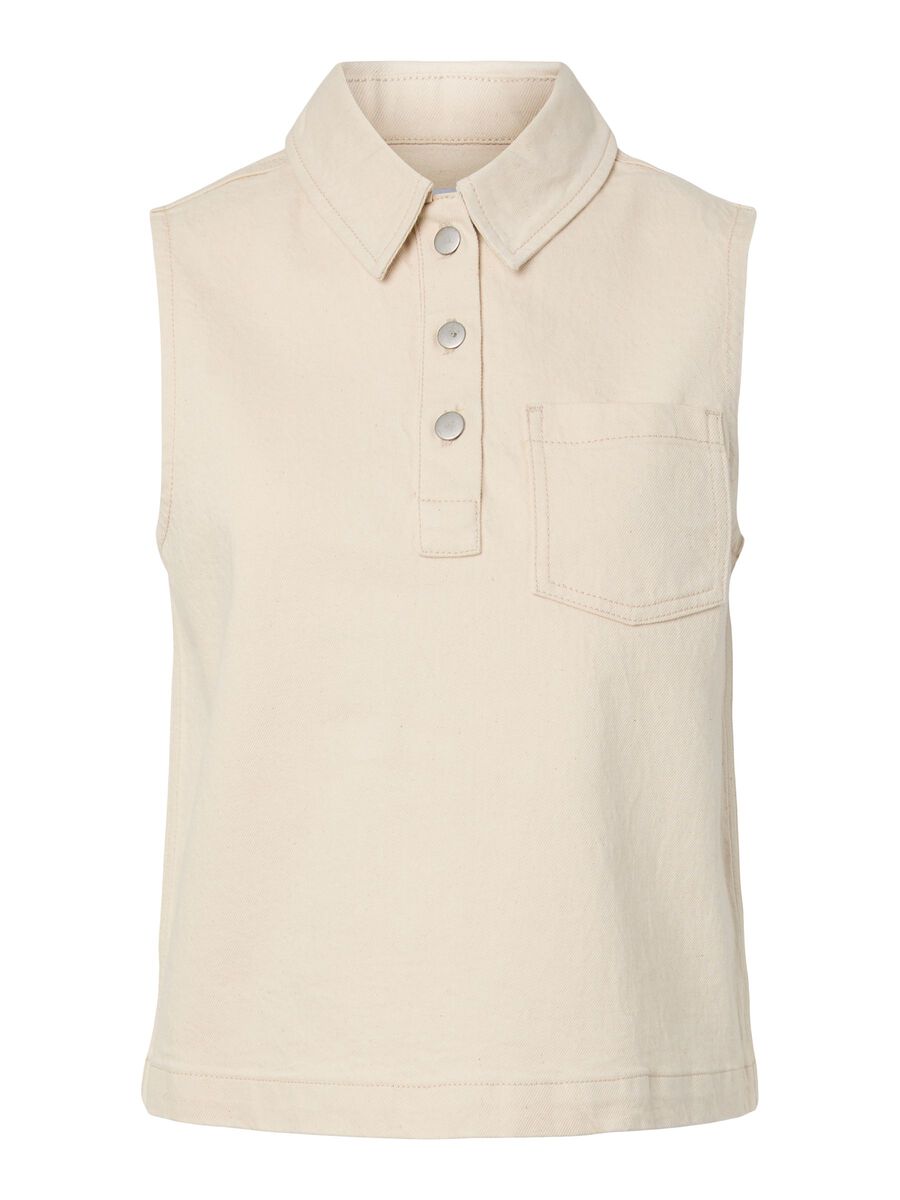 Carousel image - PCGRACE DENIM POLO OBERTEIL, Ecru | 6