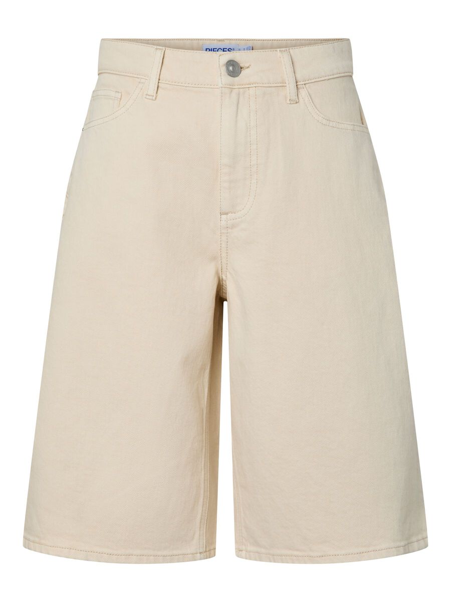 Product carousel image - PCGRACE MW LONG DENIM SHORTS, Ecru | 1