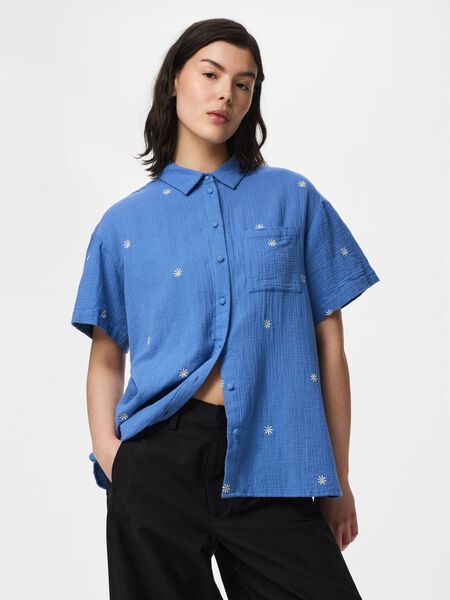 Pieces PCSASTINA BOXY MUSSELIN SHORT SLEEVED SHIRT, Riverside, highres - 17168613_Riverside_003.jpg