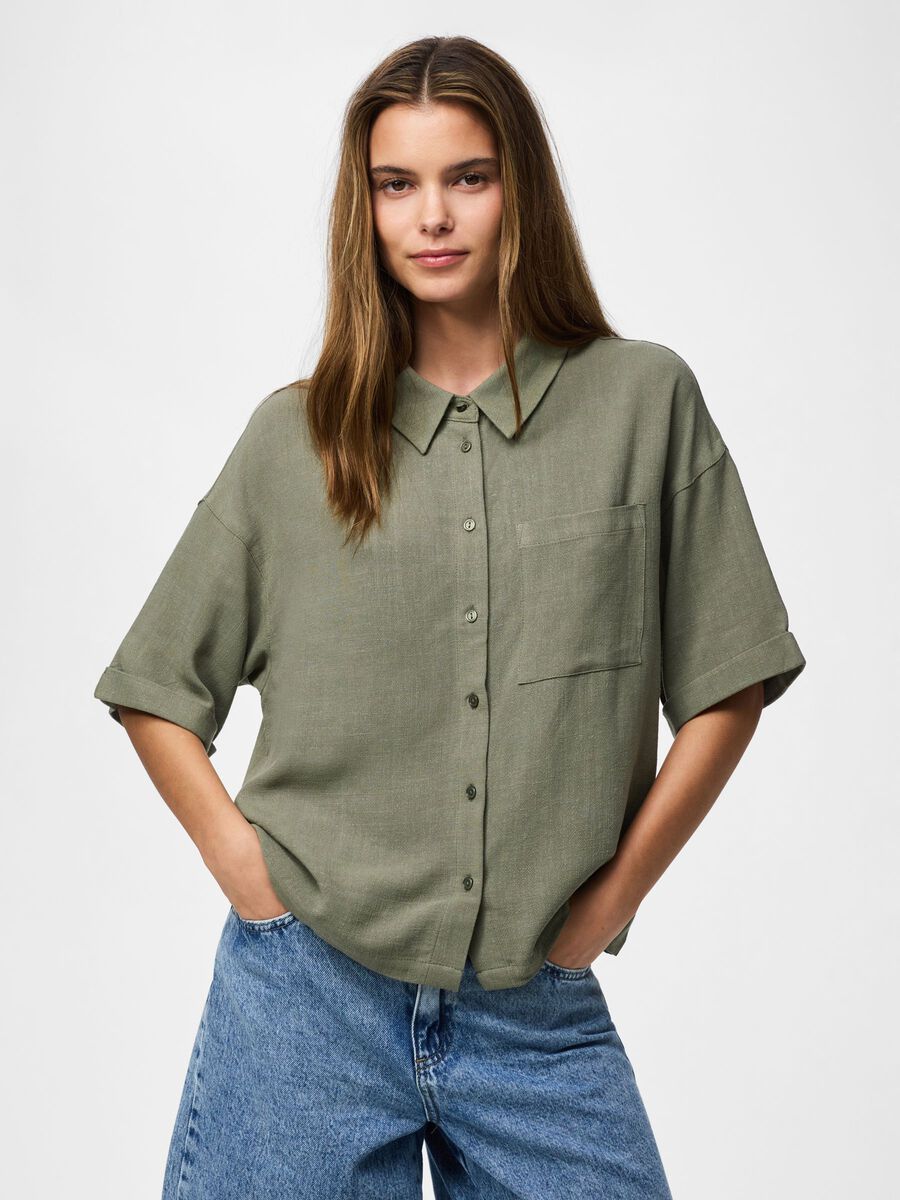 Product carousel image - PCVINSTY 2/4 SHIRT, Deep Lichen Green | 1