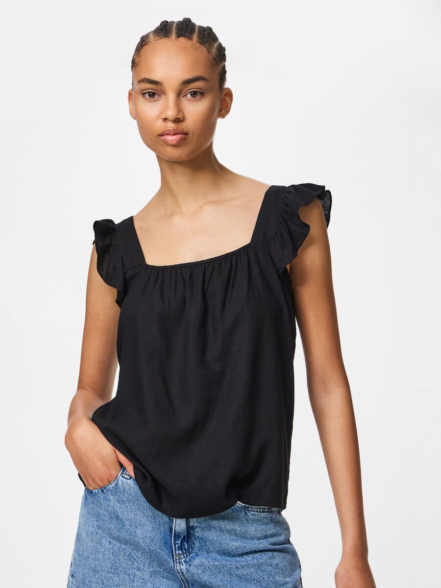 Product carousel image - PCPIA - LIN M&Eacute;LANG&Eacute; TOP SANS MANCHES, Black | 1
