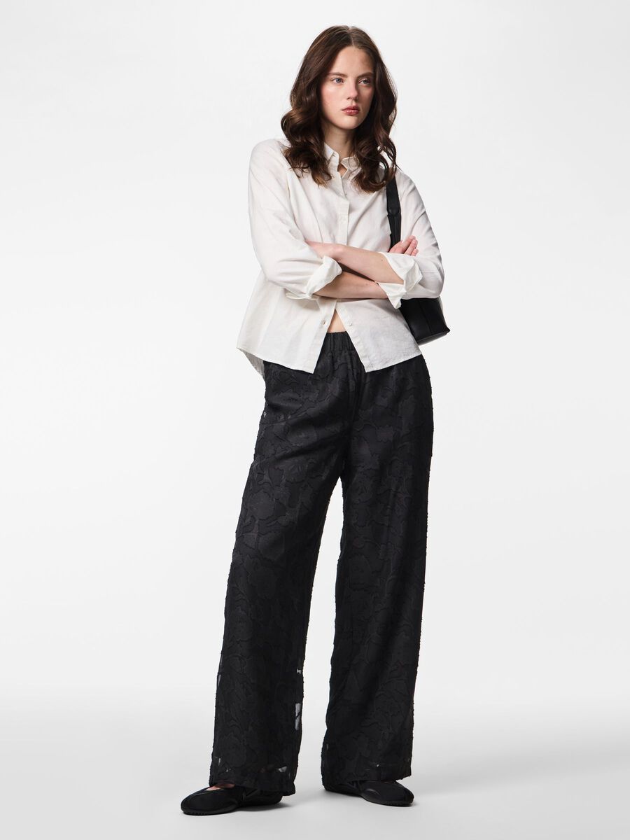 Carousel image - PCNEA MW LACE TROUSERS, Black | 1