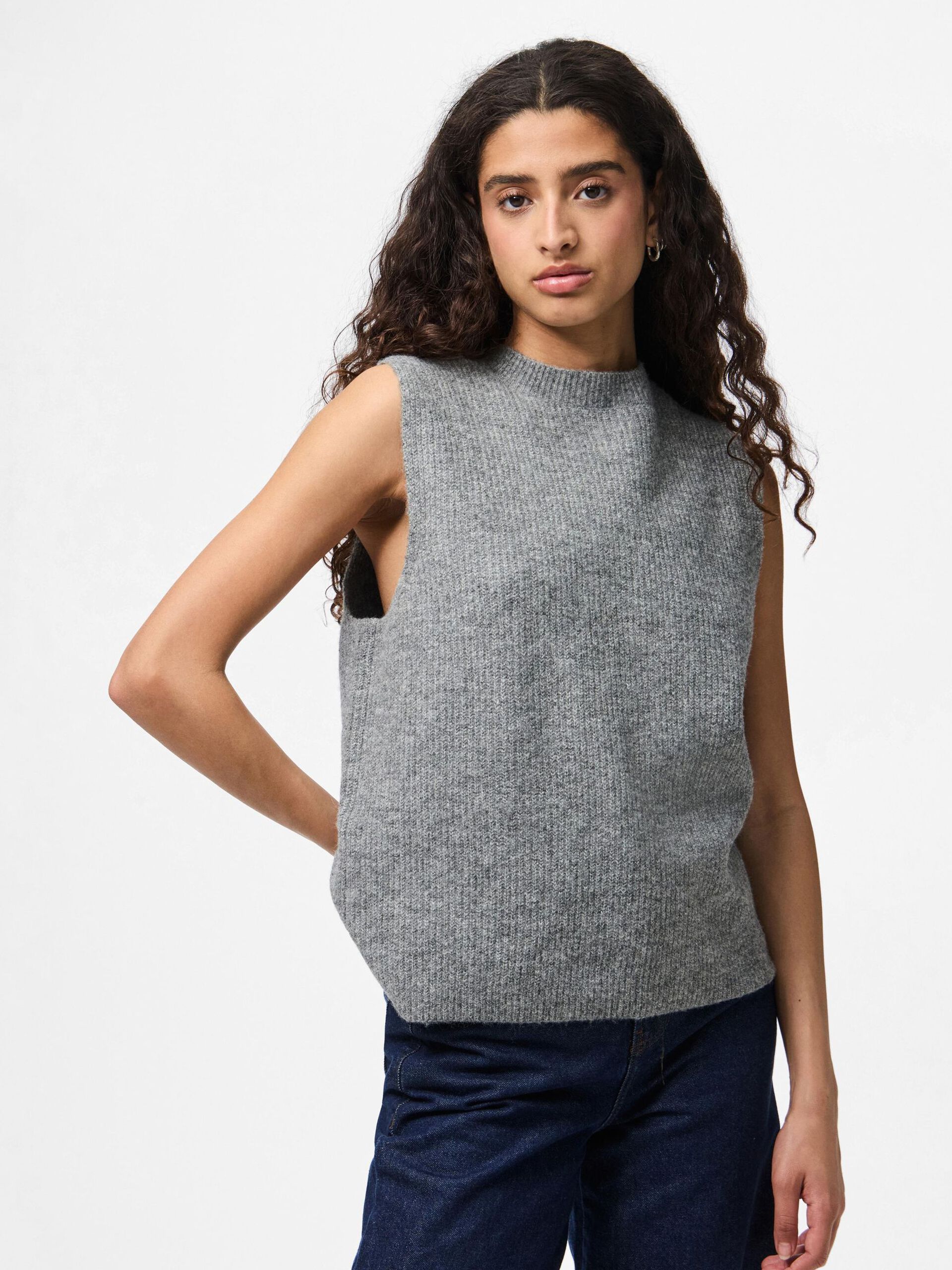 Carousel image - PCSILLY KNITTED VEST, Medium Grey Melange | 5
