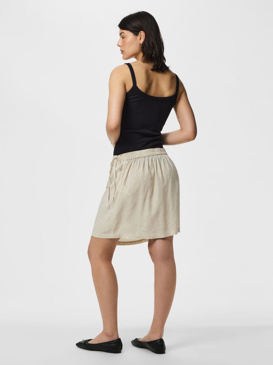 Carousel image - PCPIA MINI LINEN BLEND WRAP SKIRT, Birch | 2