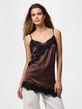 Product image thumbnail - PCARIEL ASSYMETRIC LACE  STRAP TOP, Hot Fudge | 1