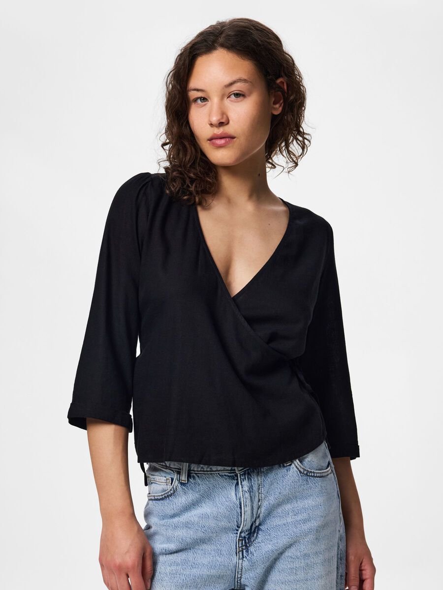 Product carousel image - PCPIA 3/4 LINNEBLANDNING OMLOTTBLUS, Black | 1