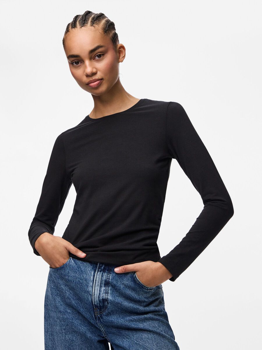 Product carousel image - PCSIRENE LONG SLEEVED TOP, Black | 1